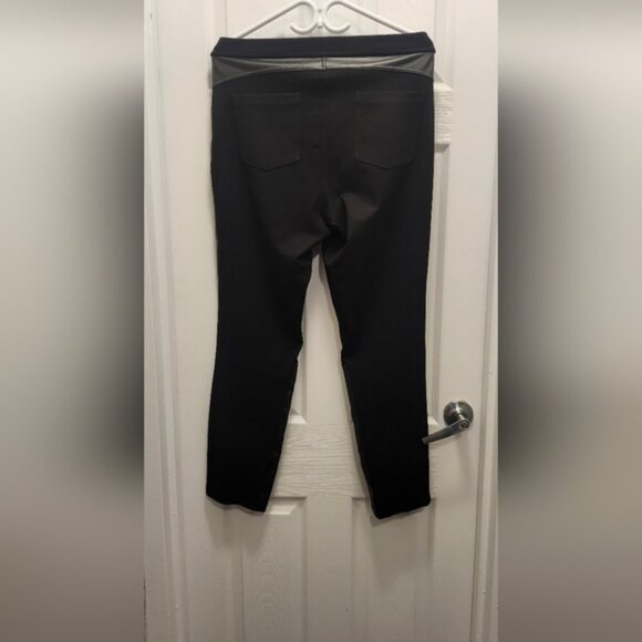 DKNY Black Stretch Pull-On with Faux Leather Trim — Size L (US)Women’s pants - Picture 13 of 13